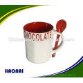 ceramic cups with spoon,coffee mug with spoon